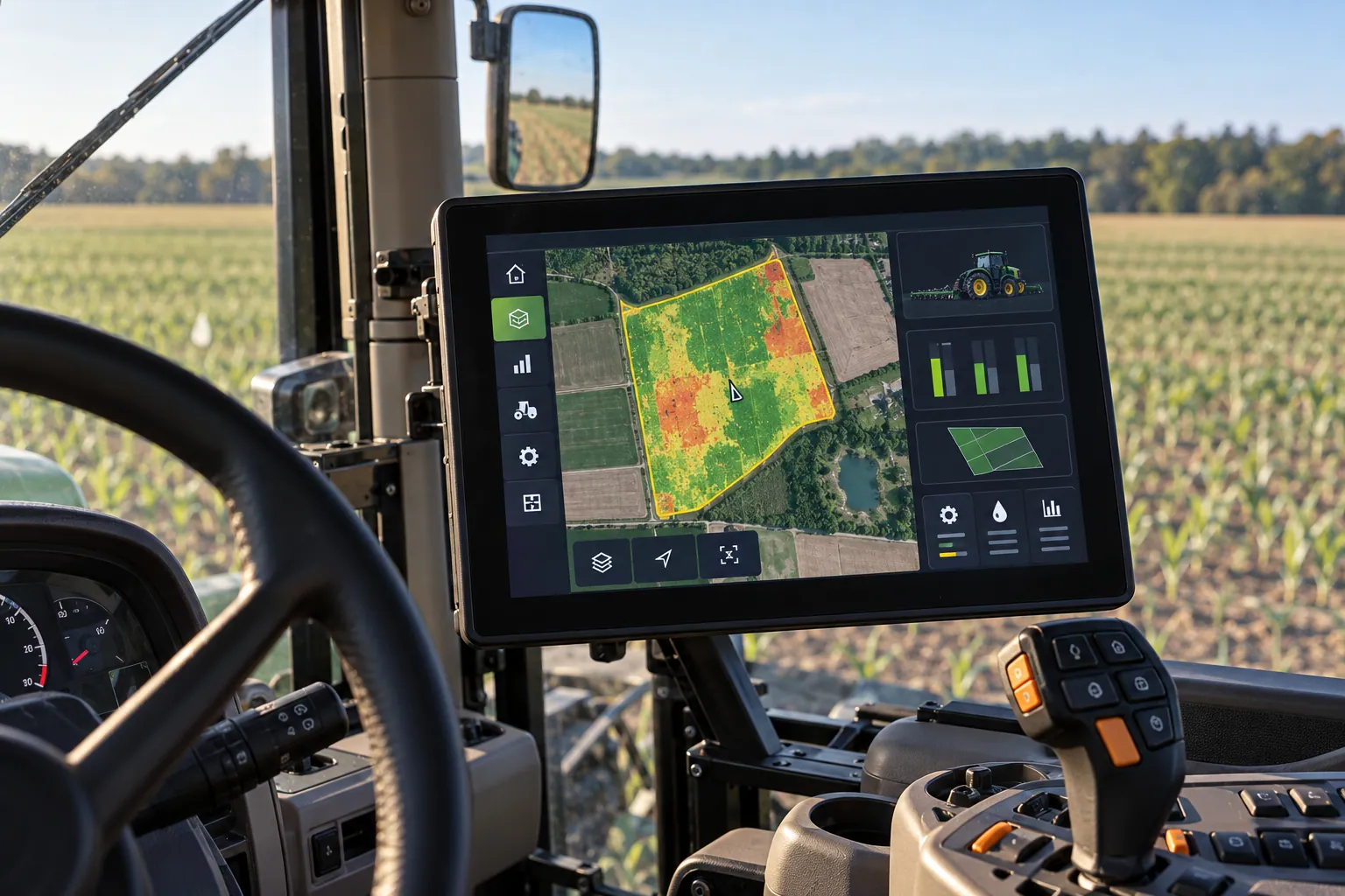 Precision ag-tech digital telemetry terminal and boundary mapping display.
