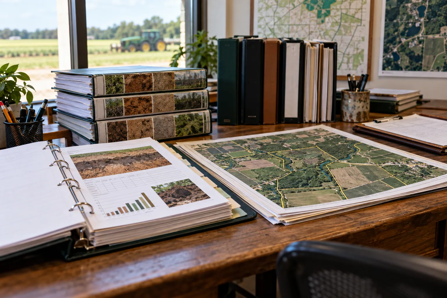 Confidential agricultural field records, parcel maps, and soil test diagnostic documentation.